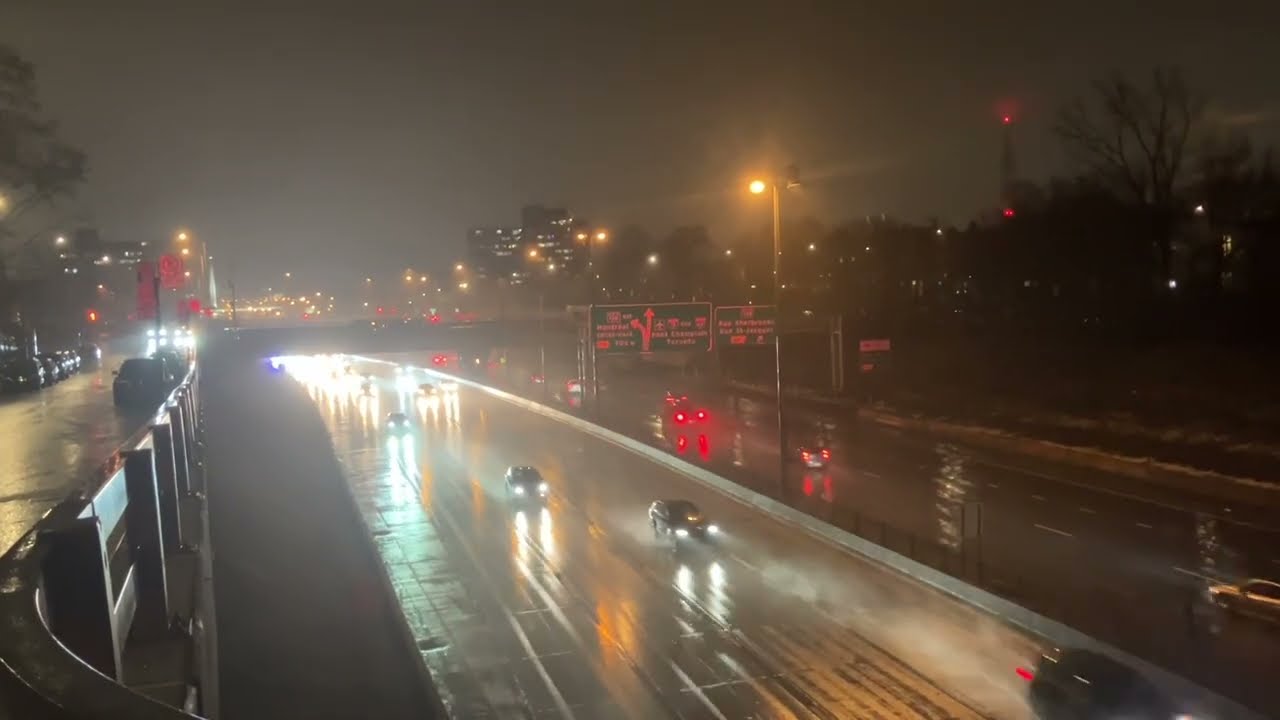 Montreal Décarie Highway in the Rain Compilation
