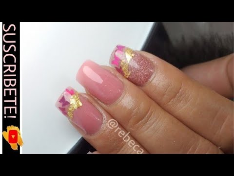 Uñas ACRÍLICAS Rosadas con Mariposas - YouTube