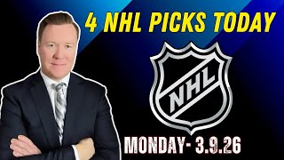 Monday 4 NHL Betting Picks l 3/9/26 l Vernon’s Best NHL Bets, Expert Picks and Predictions