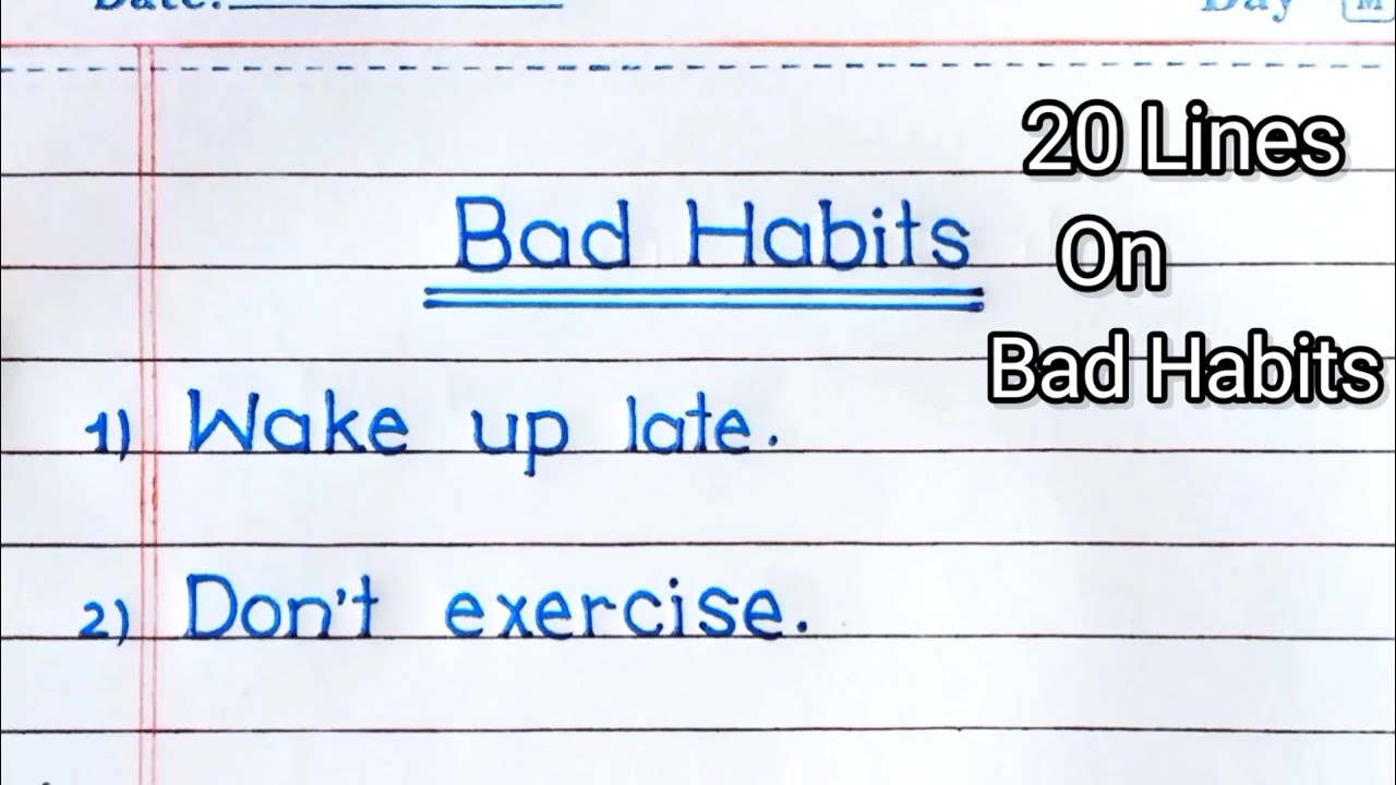 Learn 20 Bad Habits In English | 20 Bad Manners in english | Habits Essay In English | Bad Habits