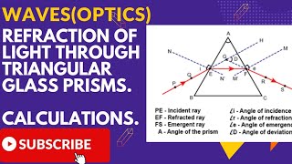 Refraction of Light Through Triangular glass Prisms. Calculations
