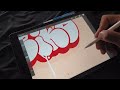 GRAFFITI Art Name "YEiKO" en ipad Procreate Full Time-lapse #artedigital #procreate #drawing #graff