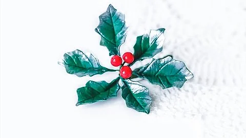 ♥♥♥ Делаем брошь остролист ♥ Символ Рождества ♥♥♥