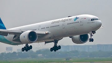 Garuda Indonesia Boeing 777-300ER Landing di Runway 24 Bandara Soekarno Hatta | Plane Spotting