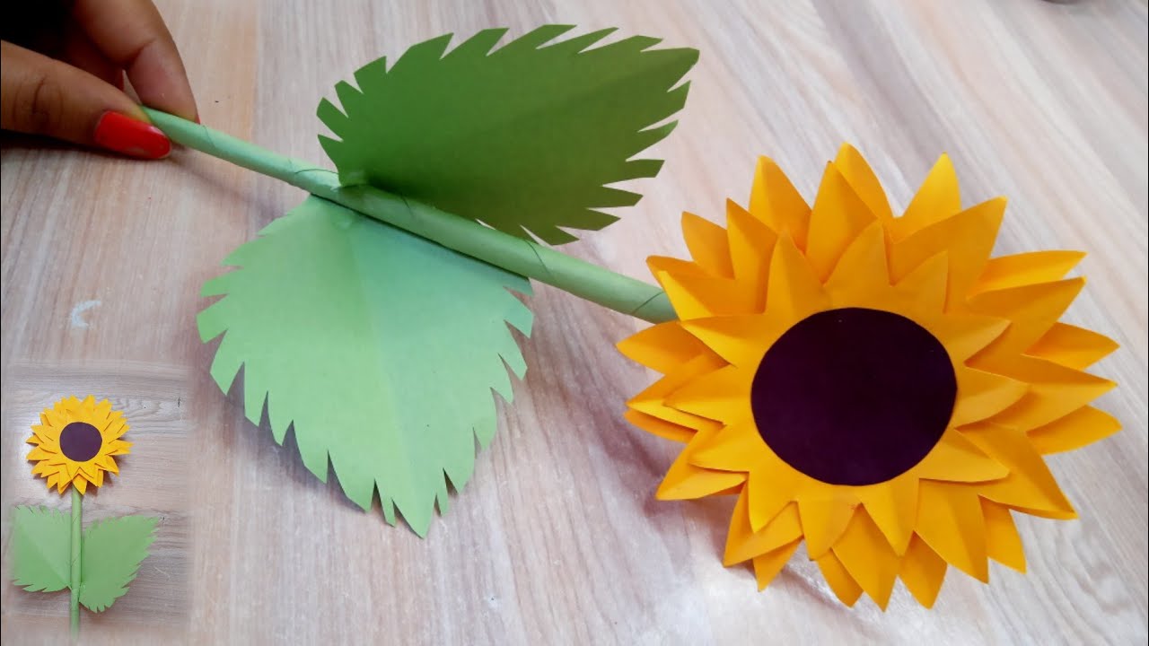 DIY Sunflower origami कागज से बनाए सूरजमुखी का फूल How to make