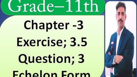 Grade 11th Maths, Exercise ; 3.5 , Question -3 , Echelon form Method,