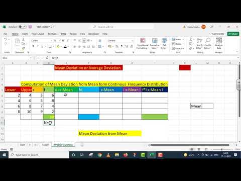 AVEDEV Function 7 Continous Frequency Distribution