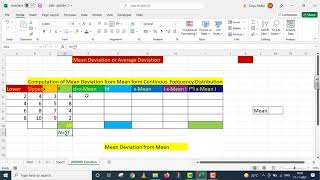 Famous AVEDEV Function 7 Continous Frequency Distribution Wealth