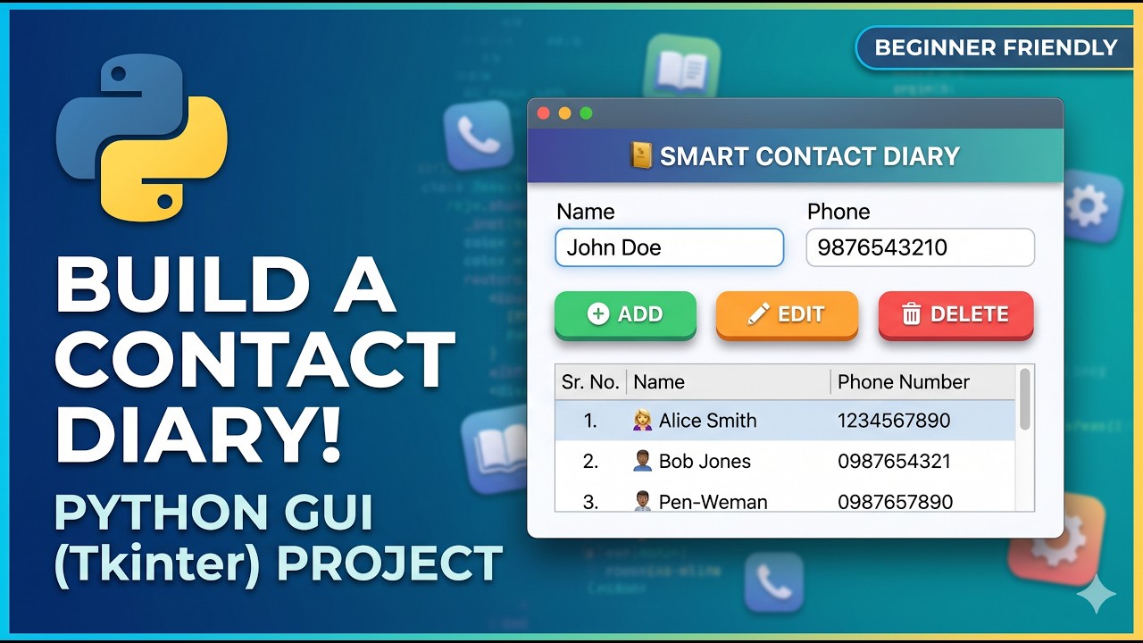 How to build a Contact Diary in Python | Python GUI Project for ...