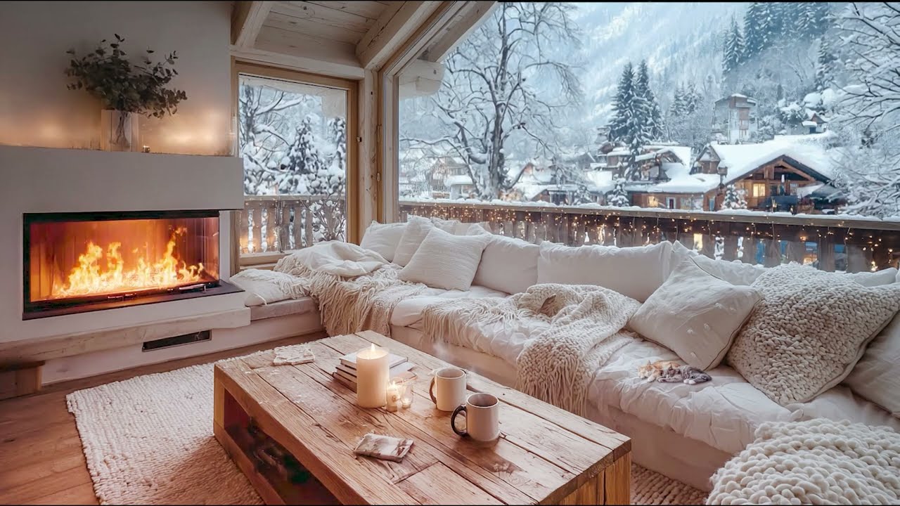 Winter Piano Dreams | White Lounge Ambience & Gentle Snowfall | Deep Meditation Calm, Focus