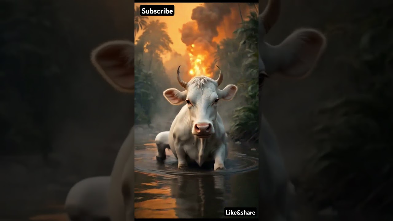 "Terrified Cow Trapped in Jungle Fire – Struggles to Survive in Smoke and Flames"