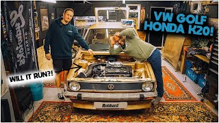 VW Golf MK1 Honda B16 swap - Will it work?! + Rollhard Man Cave