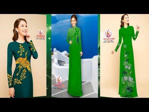 Áo Dài Màu Xanh Rêu Đậm - ALBUM 46 MẪU ÁO DÀI MÀU XANH LÁ CÂY ĐẸP TRẺ TRUNG & DUYÊN DÁNG 2019 💝 Vải Áo Dài S