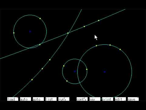 N88-BASICで3点を通る円の動画