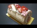 ケーキ大人食い_春薫る桜のあまおうロール【アローツリー】 【咀嚼音/ASMR】