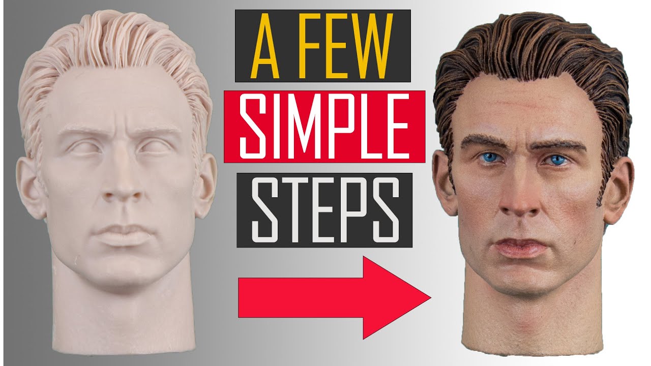 How to Paint Head Sculpt With Acrylics Skin Tone, Eyes, Hair 1/6