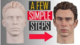 How to Paint Head Sculpt With Acrylics - Skin Tone, Eyes, Hair - 1/6 Scale