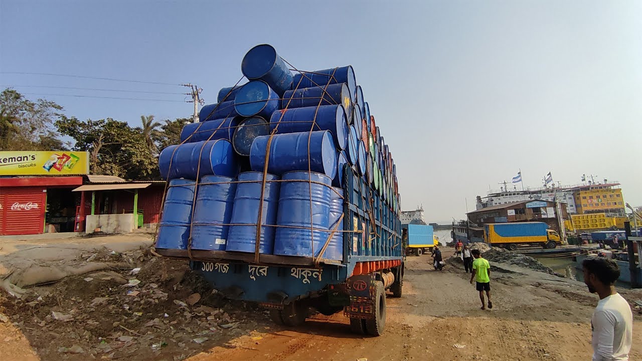 Hanif Bus Loading Unloading Daulatdia-Paturia Ferry Launch Terminal ( Biggest Ferry Terminal)