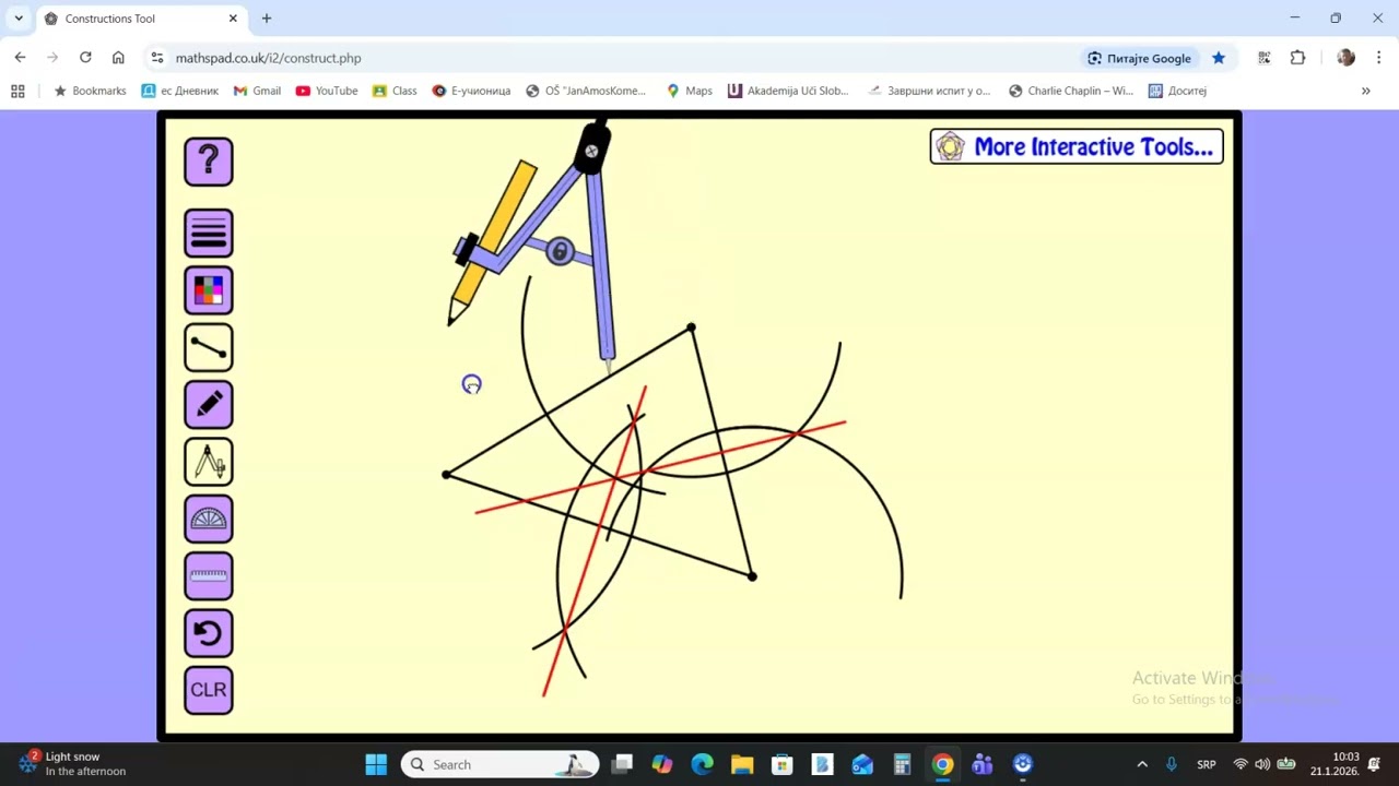 Opisana kružnica oko trougla konstrukcija