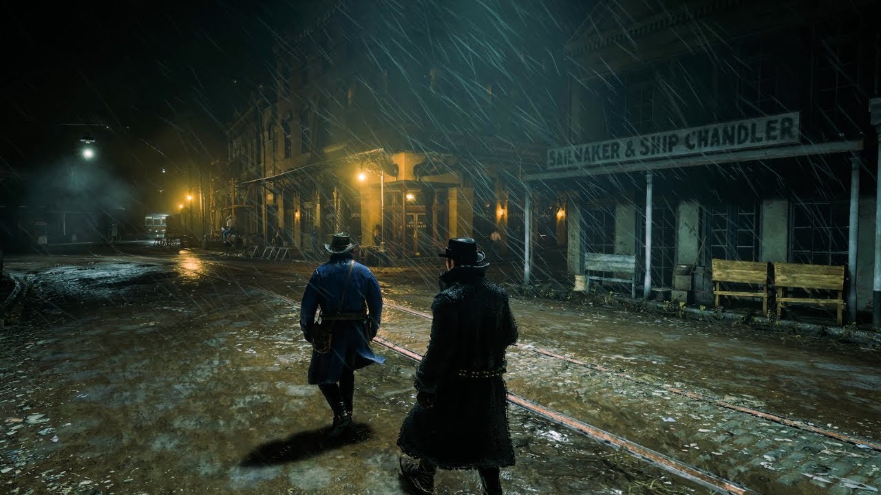 Arthur & Dutch in a Rainy Saint Denis | Thunderstorm Ambience – Red Dead Redemption 2 | RDR2 ASMR