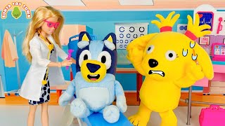 BLUEY'S Friend is Sick - Don't Be Scared Of The Doctor | Lessons For Kids | Bluey Toys Pretend Play