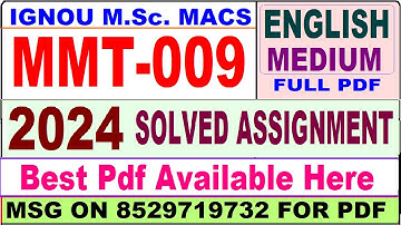 MMT 009 solved assignment 2024 || mmt 009 solved assignment 2023-24 ||  mmt009 2024