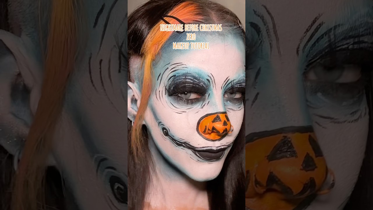 ZERO MAKEUP TUTORIAL 🐶🪦 #halloweenmakeup #makeuptutorial #creativemakeup #nightmarebeforechristmas