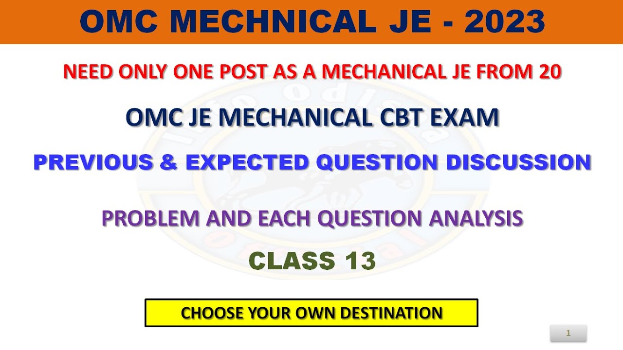OMC Mechanical JE Class 13 || OMC Recuritment 2023  || Info Odisha Official