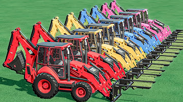 Transport With COLORS - MEGA LOADING WORK with JCB BACKHOE LOADERs MCQUEEN - Farming Simulator 22