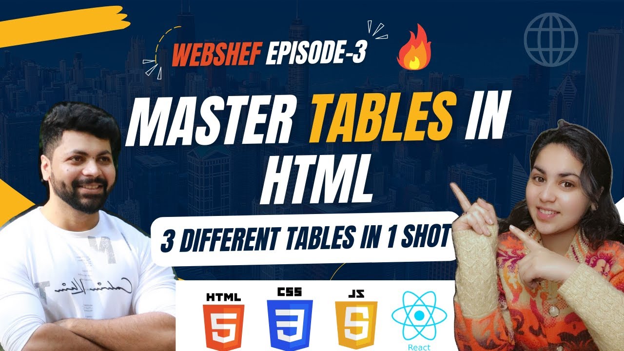 Master Tables in Html-3 Tables in 1Shot (Webshef- Episode-3) - YouTube