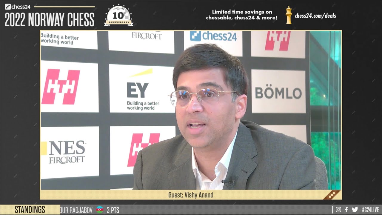 ANI on X: Viswanathan Anand beats world champion Magnus Carlsen in a  thrilling armageddon in round five of Norway Chess to remain in top  position. (File photo)  / X