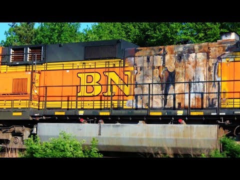 bnsf 5729 Chasing BNSF Engine That Caught Fire 4K UHD