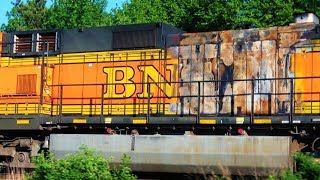 Chasing BNSF Engine That Caught Fire 4K UHD