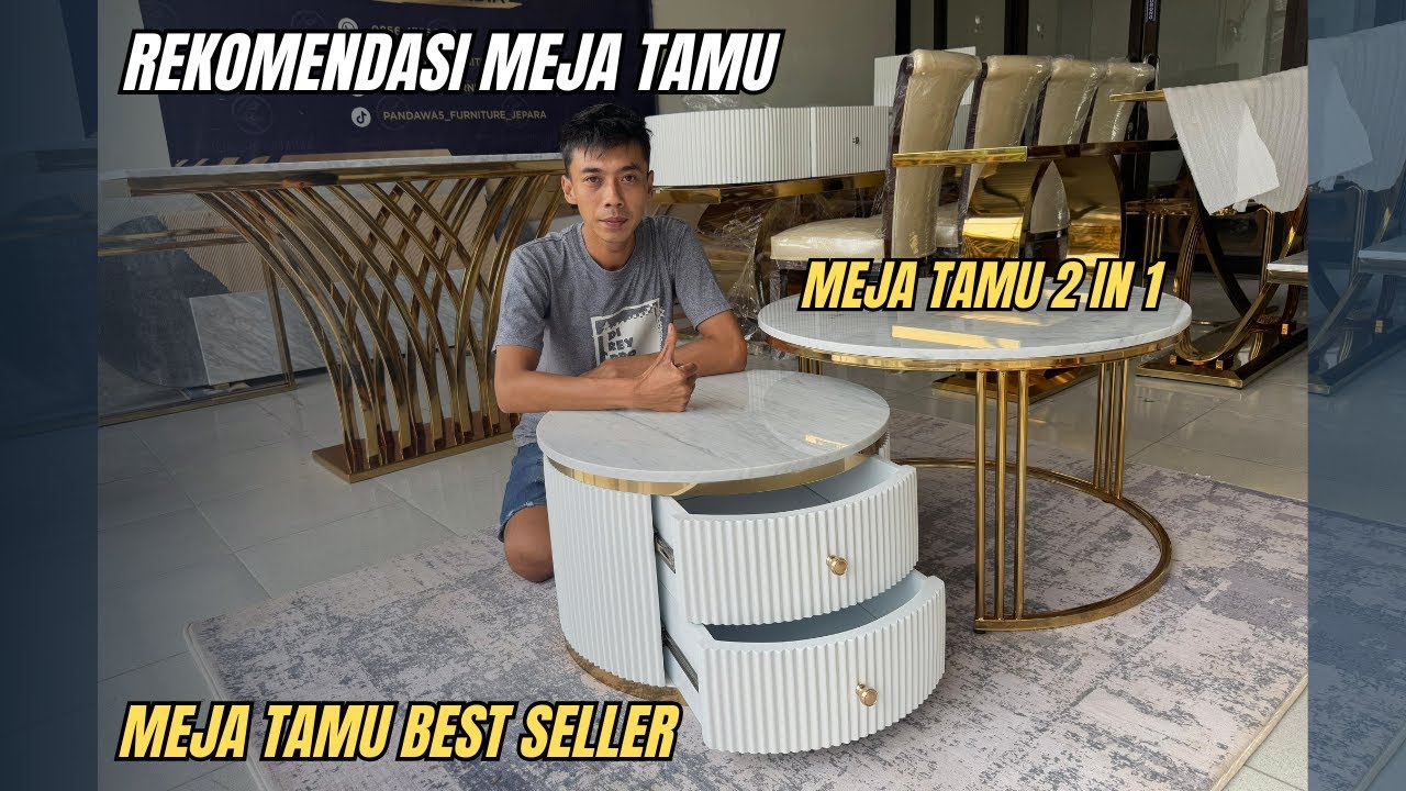 MEJA TAMU 2 IN 1 MARMER CARARA IMPOR