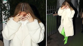 Kylie Jenner Stuns In Lime Green Boots And White Mini-Dress At Giorgio Baldi