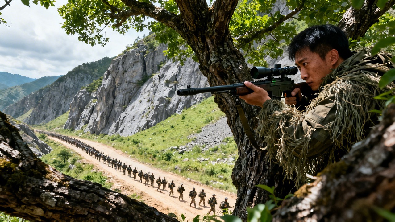 An agent sharpshooter makes a thousand-meter kill, landing prise headshots on 100 Japanese soldiers!
