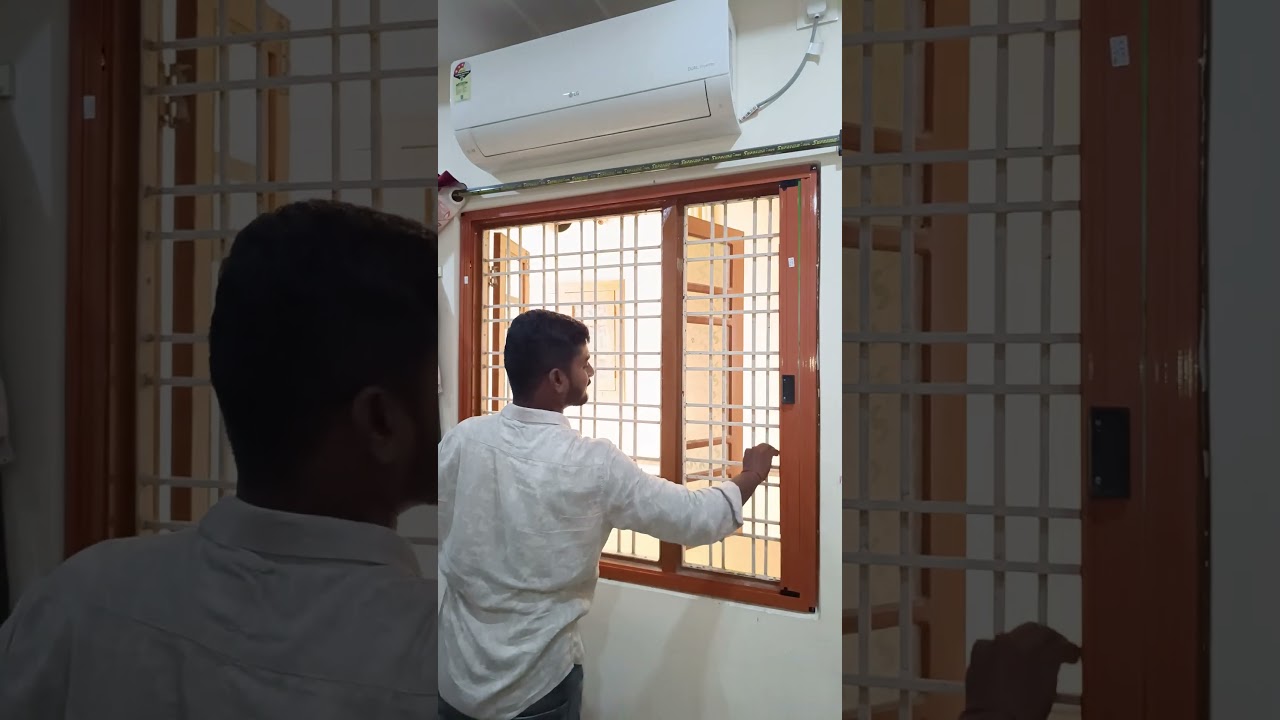 Mosquito pleated single bedroom window teakwood powdercoated aluminium frame green bamboo net 