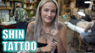 Jenifer From Texas Gets Her Shin Tattooed!!!  Chase Nolan Tattoo