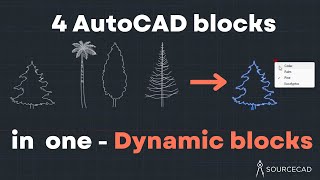 Adding four objects in one using dynamic block of AutoCAD