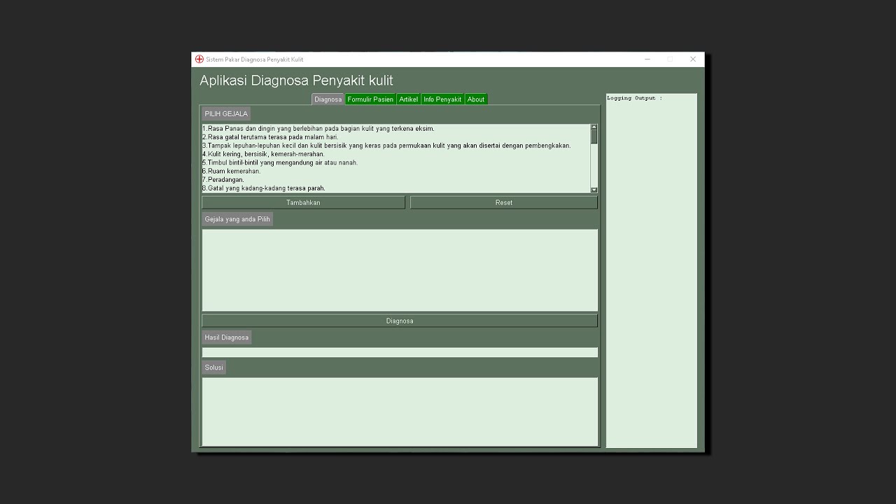 Demo project aplikasi sistem pakar diagnosa penyakit kulit python