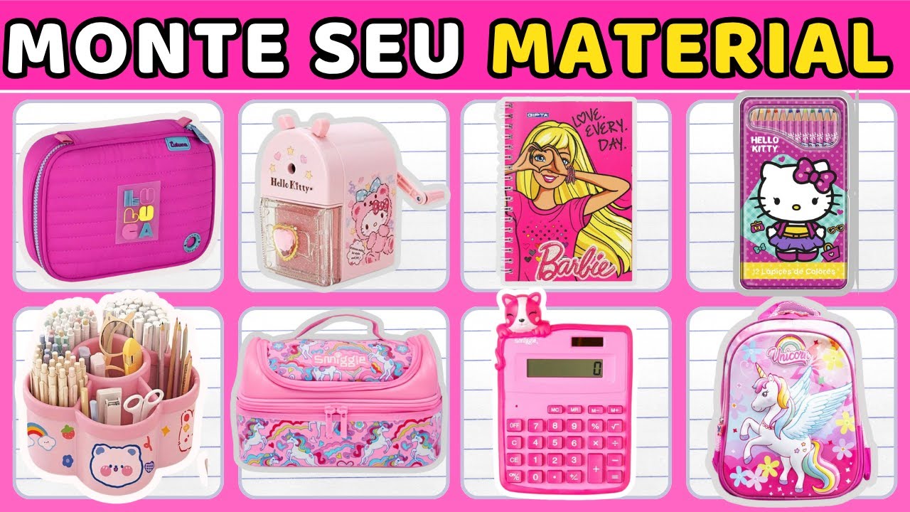 💖✏️Monte Seu Kit Escolar Rosa dos Sonhos 🎒 Jogo de Escolhas Interativo