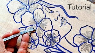 Beautiful Face and Flowers Making Wood 