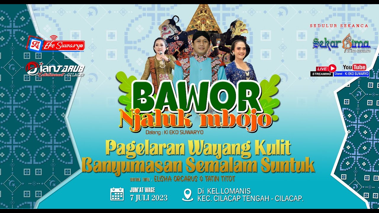 LIVE WAYANG KULIT DALANG KI EKO SUWARYO LAKON  BAWOR NJALUK MBOJO BT ELISHA ORCARUS & TATIN TITOT