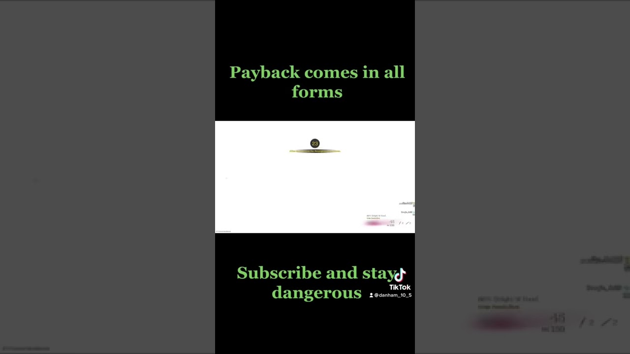 Payback comes in all forms 