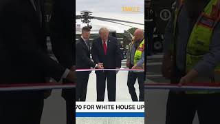 Trump hard to hear at first event following television pool boycott.