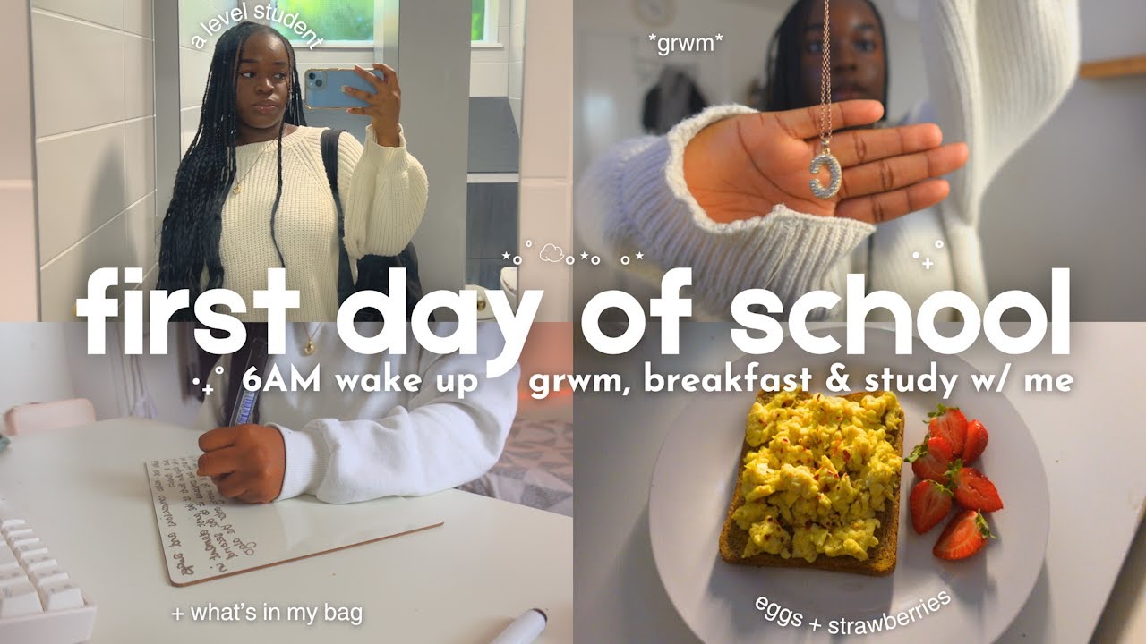 6AM first day of school 🎧 study vlog, morning & night routine, note-taking