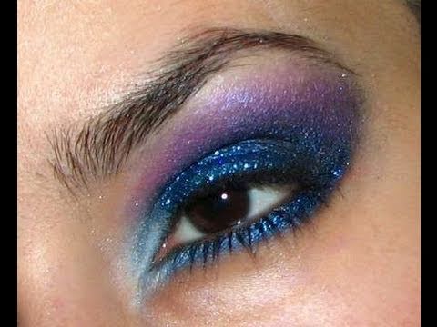 My New Years Eve Makeup Look, Blue and Purple Glit...