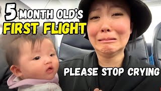 Former flight attendant takes her baby on a plane for the first time