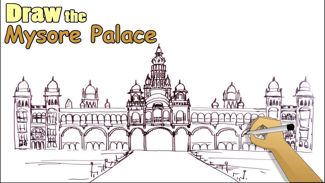 Image of Sketch Of Very Famous Mysore Palace Outline Editable  Illustration-EM704042-Picxy