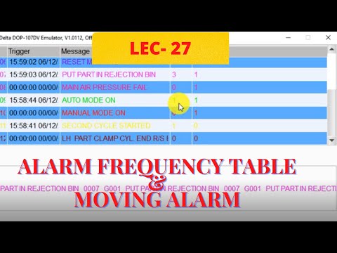 alarm frequency table in delta hmi | moving sign alarm in delta hmi | alarm setting in delta hmi |